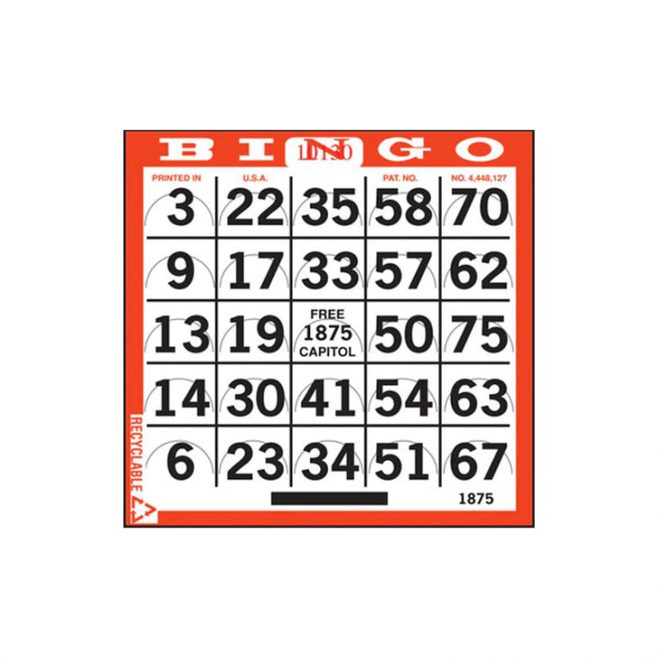 Push Out Bingo Cards, 2 On Vertical (Case of 1,500) main image
